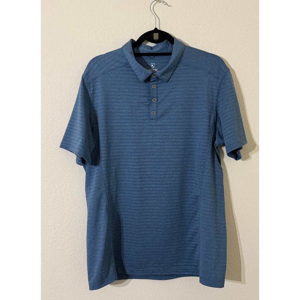 Kuhl Men's Blue Airkuhl Short Sleeve Button Polo Size Large Athleisure
